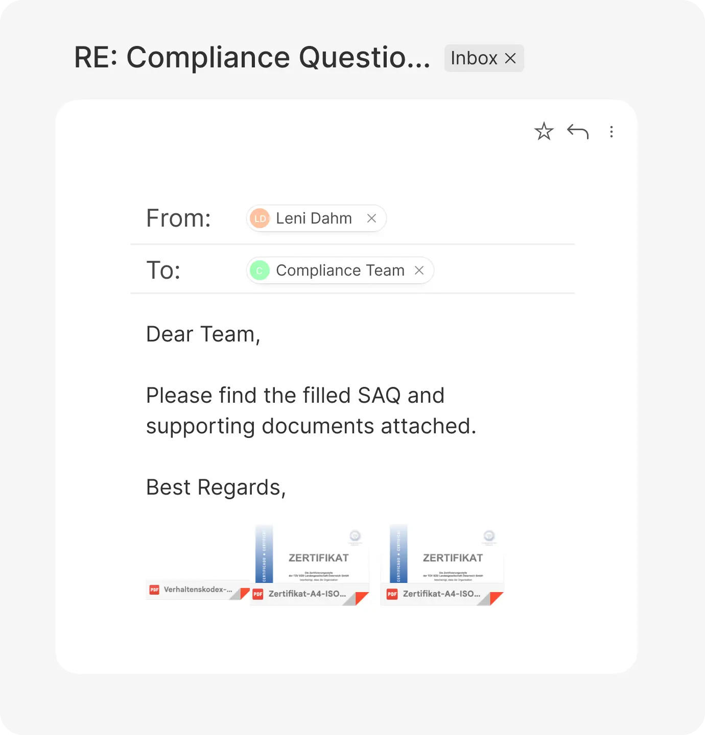 An email regarding compliance management.