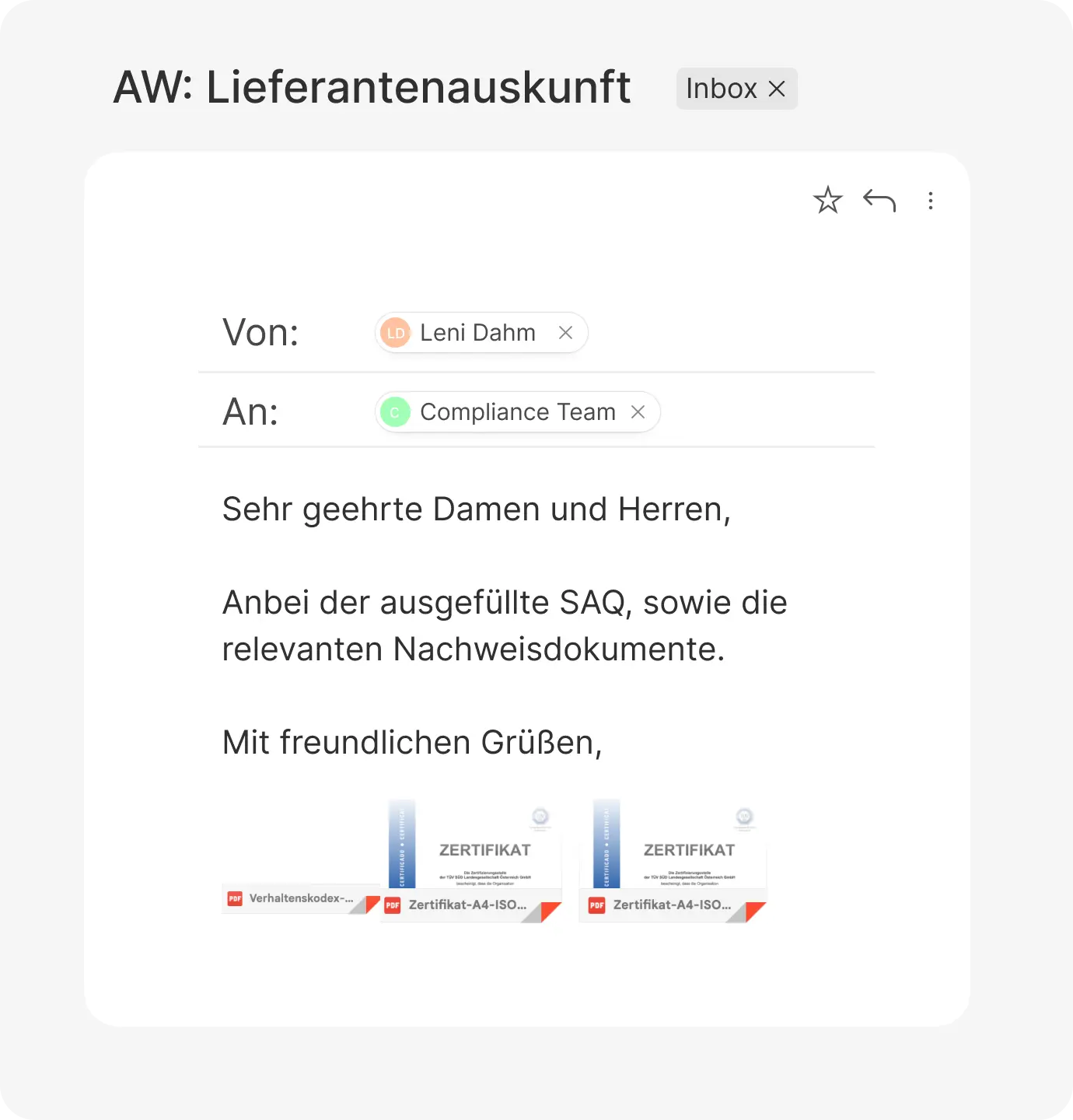 Eine E-Mail zum Thema Compliance-Management.