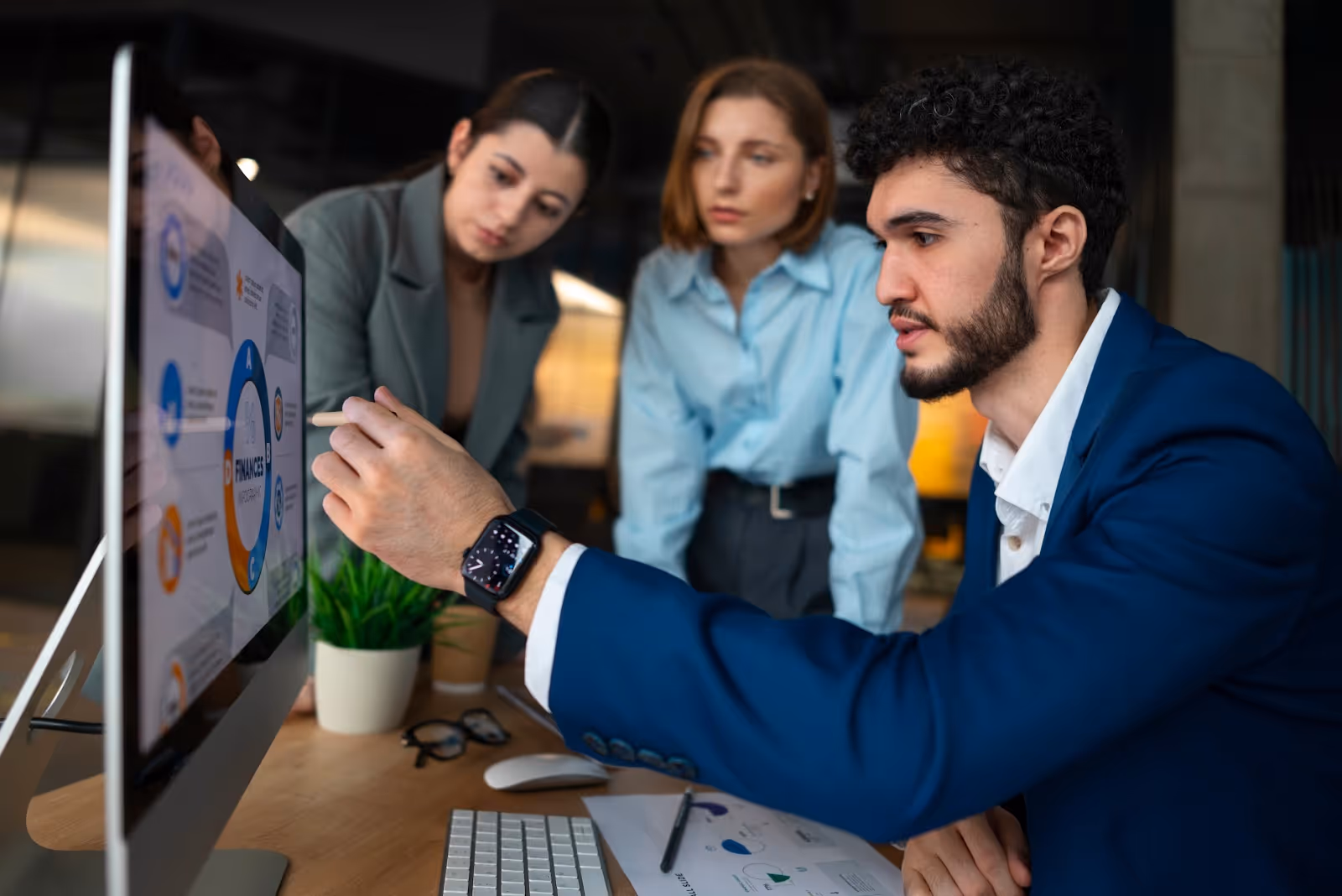 A group of people working with artificial intelligence