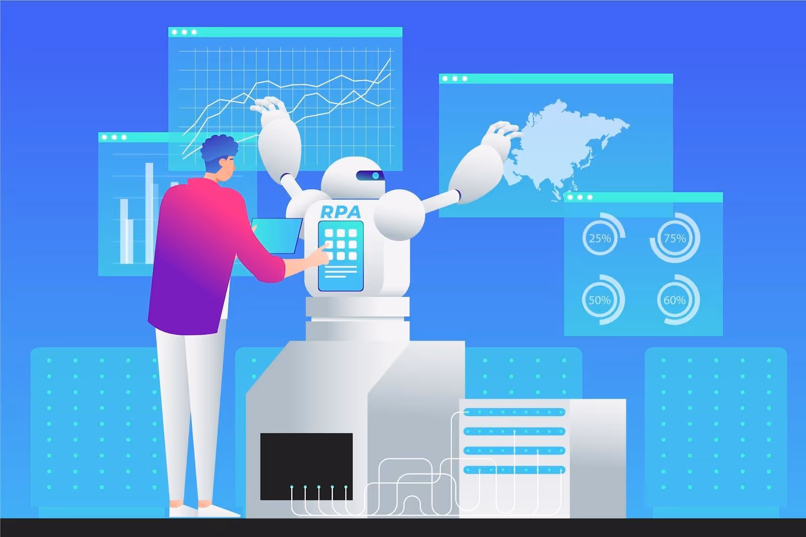 Veranschaulichung der robotergestützten Prozessautomatisierung (RPA)