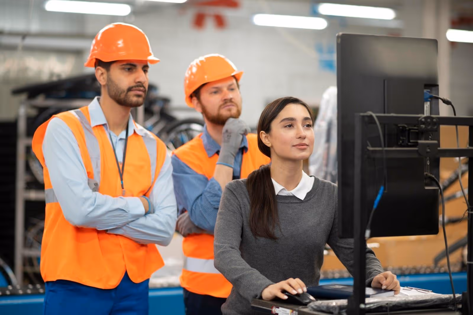 A group of workers processing orders