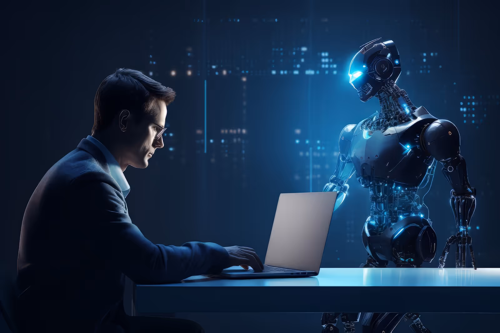 Man working on solutions to address AI order management security risks