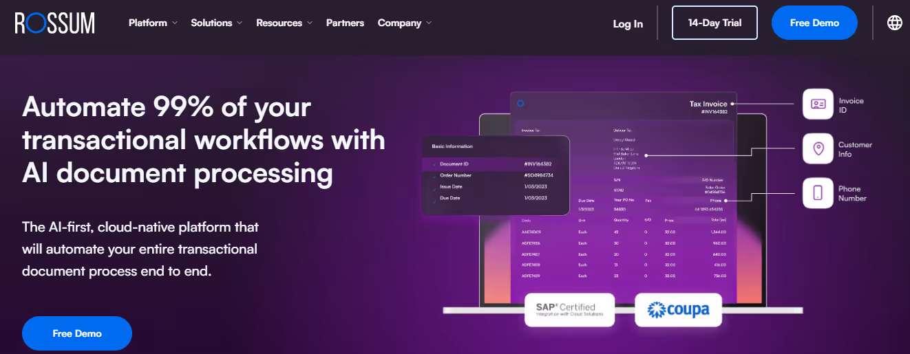 Rossum, a data entry application