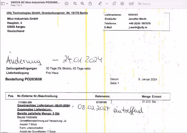 An image of an order confirmation PDF file.