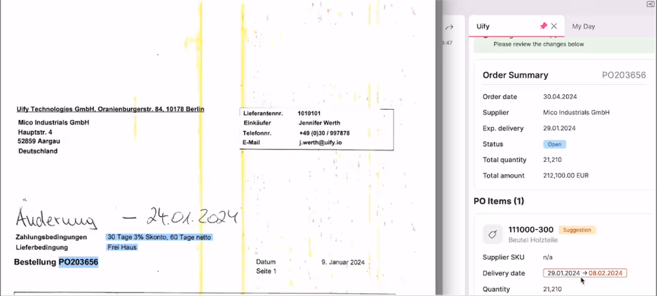 An image of a purchase order confirmation.