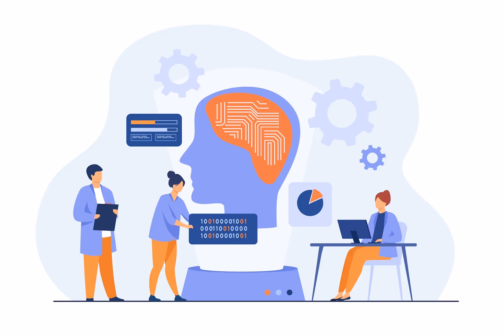 An illustrations of humans using HITL to improve machine learning.